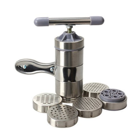 Stainless Steel Manual Noodle Maker Pastas Making Machine Press Spaetzle Maker Including 5 Different Molds